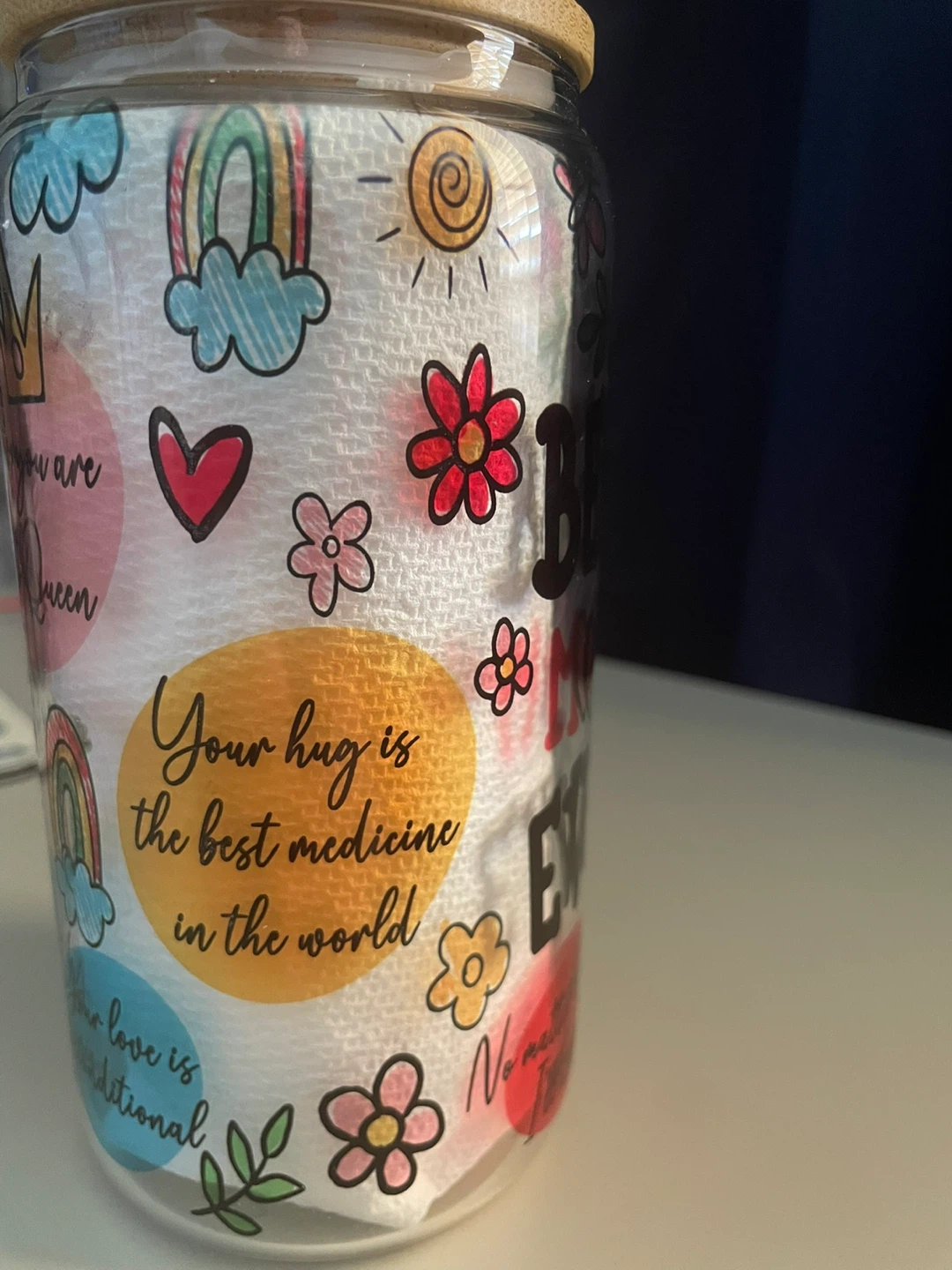 Glass Jar with Mom Themed Graphics comes with a plastic straw - photo 5
