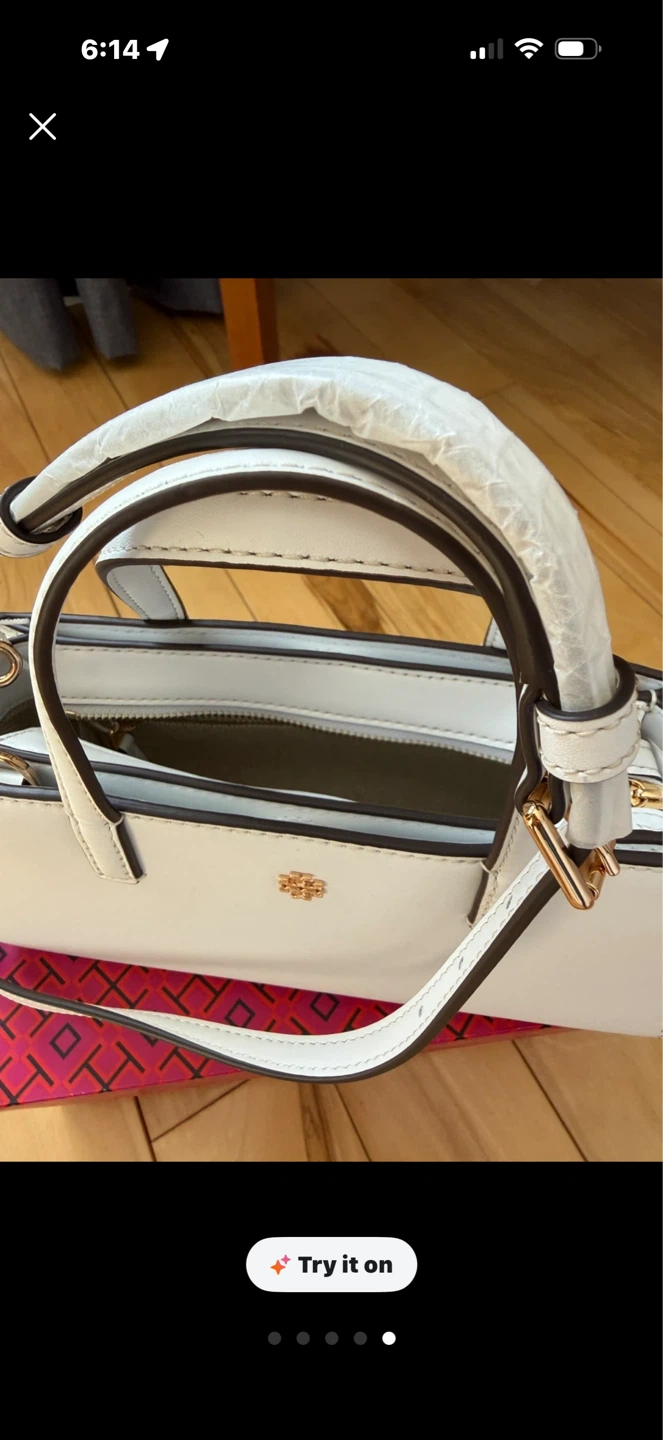 Tory Burch White Leather Slides & Handbag Set - photo 5