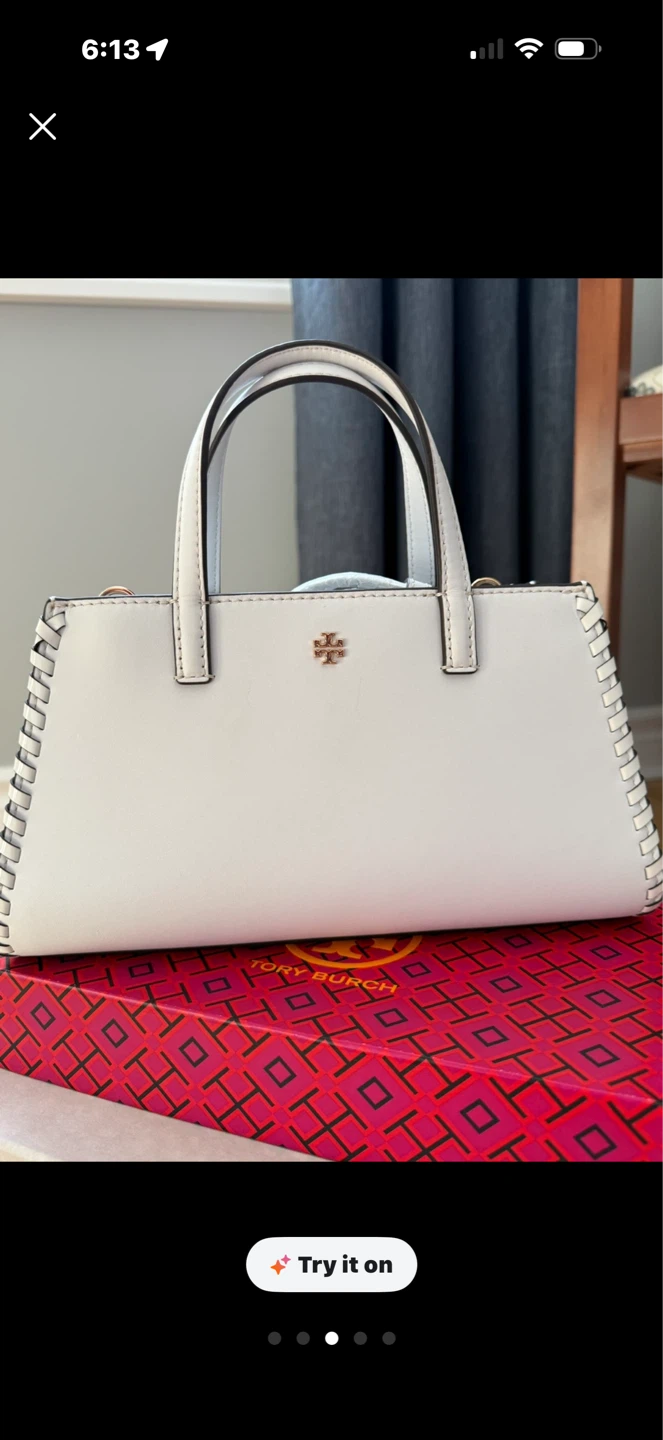 Tory Burch White Leather Slides & Handbag Set - photo 2