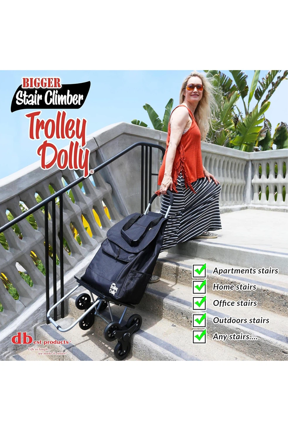 Trolley Dolly Stair Climber Shopping Cart with Bag - photo 2