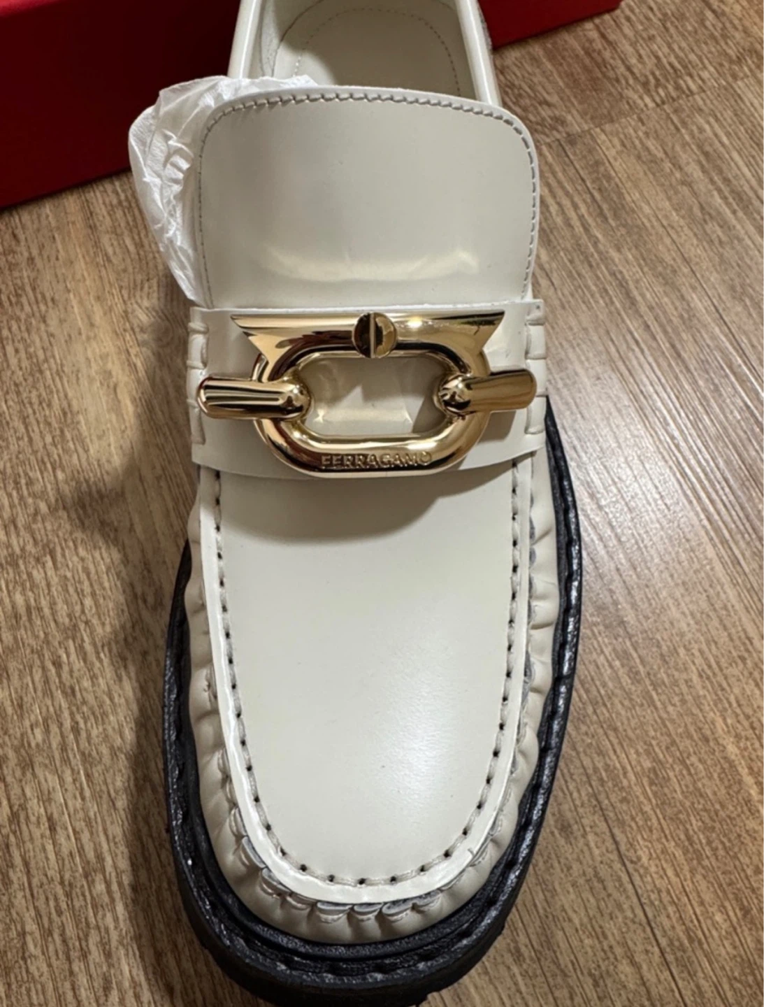 Salvatore Ferragamo Ingrid Loafers - White/Black, Size 7.5 - photo 4