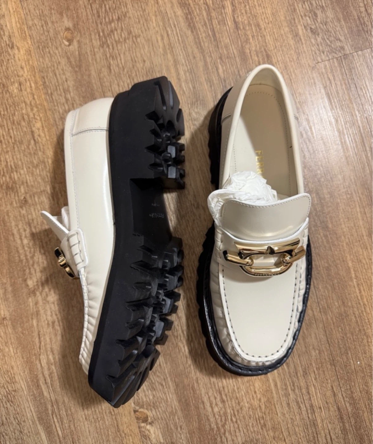 Salvatore Ferragamo Ingrid Loafers - White/Black, Size 7.5 - photo 5