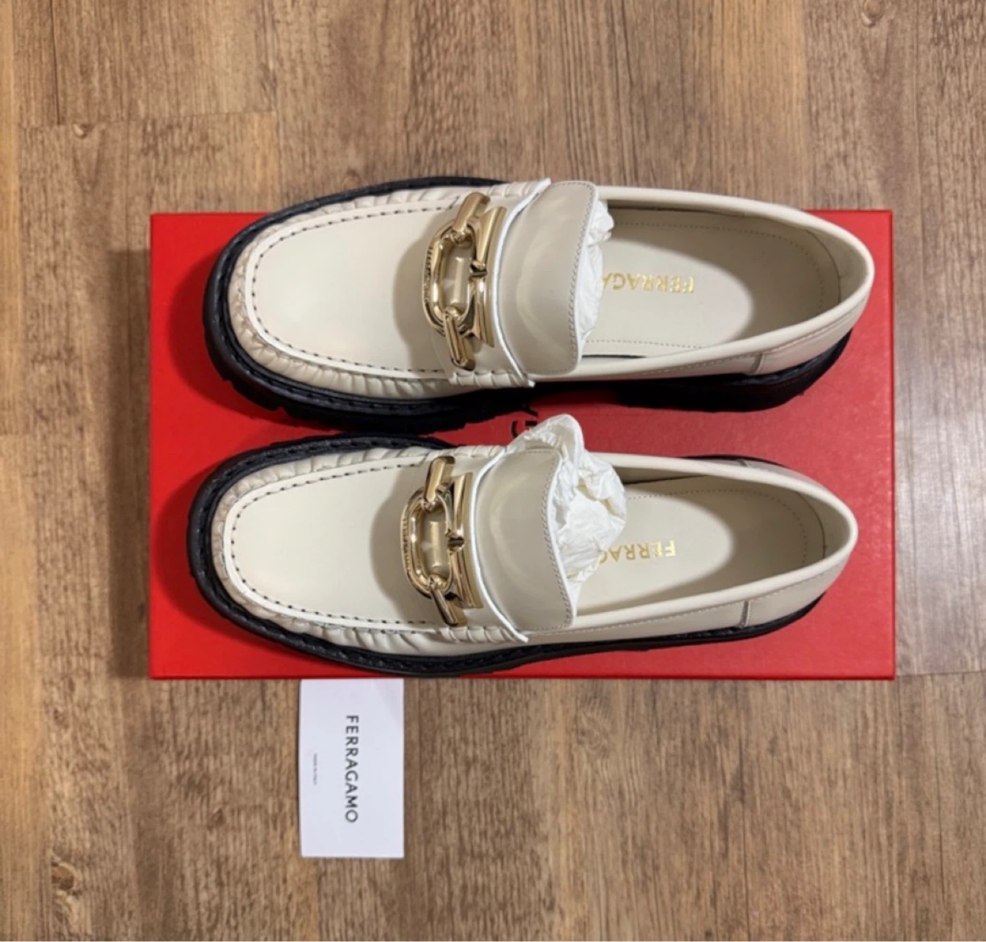 Salvatore Ferragamo Ingrid Loafers - White/Black, Size 7.5 - photo 3