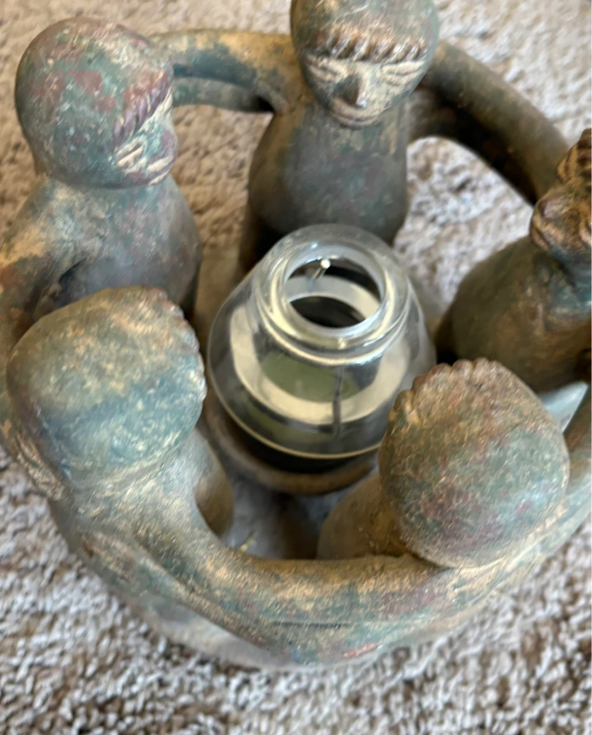 Vintage Folk Art Candle Holder with Figures - photo 3