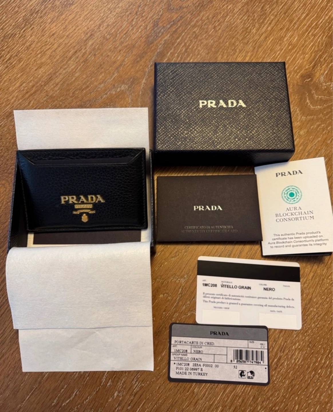 PRADA Vitello Grain Card Holder - Black