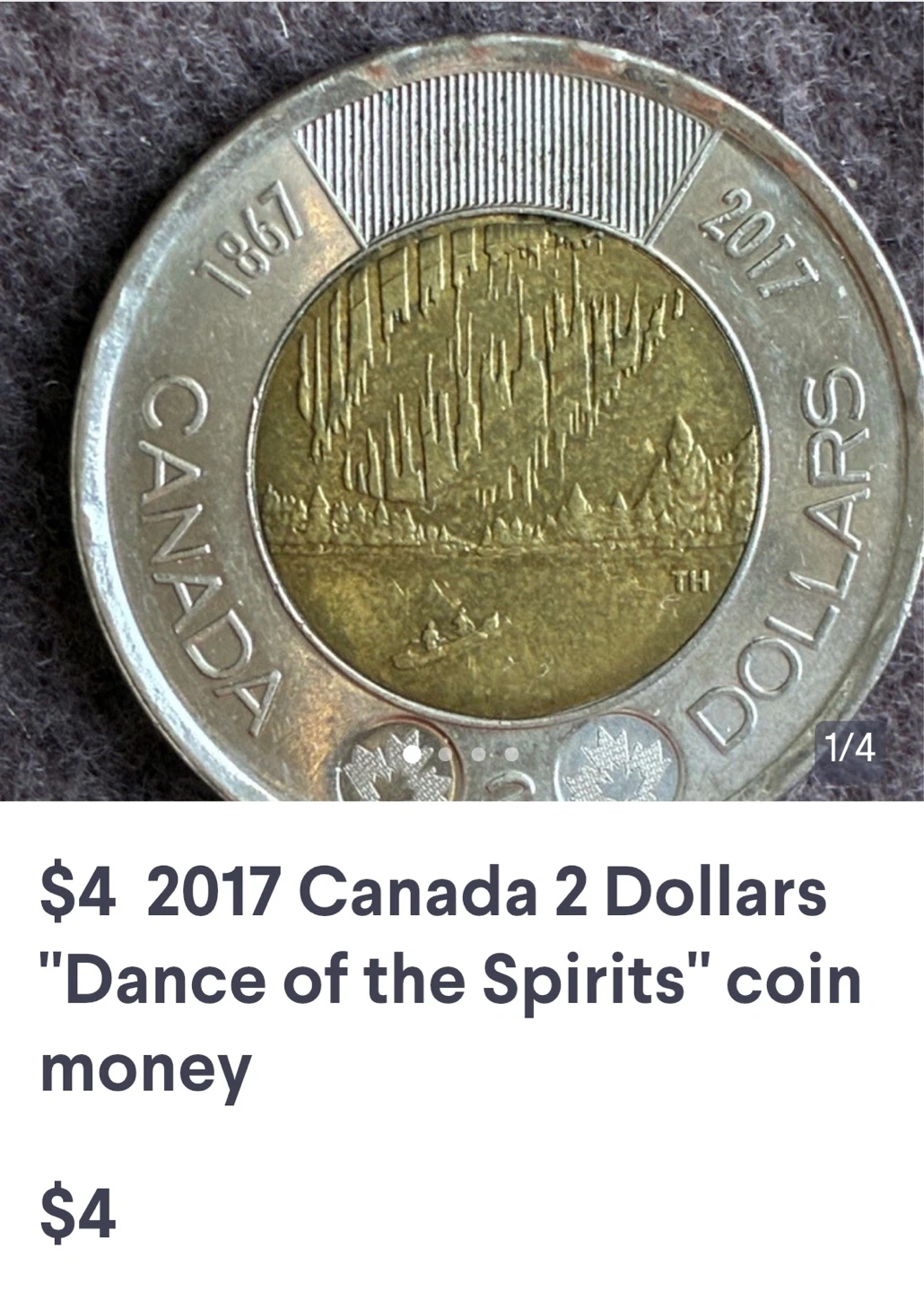 $4 Canadian coins money Canada toonies silver - photo 3
