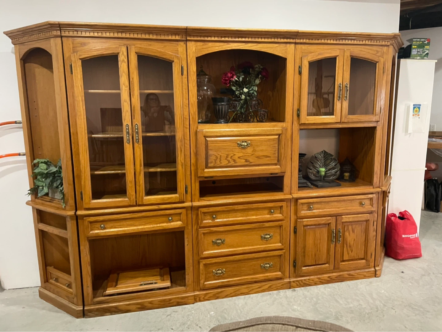 Solid Oak Entertainment Unit / Bookcase