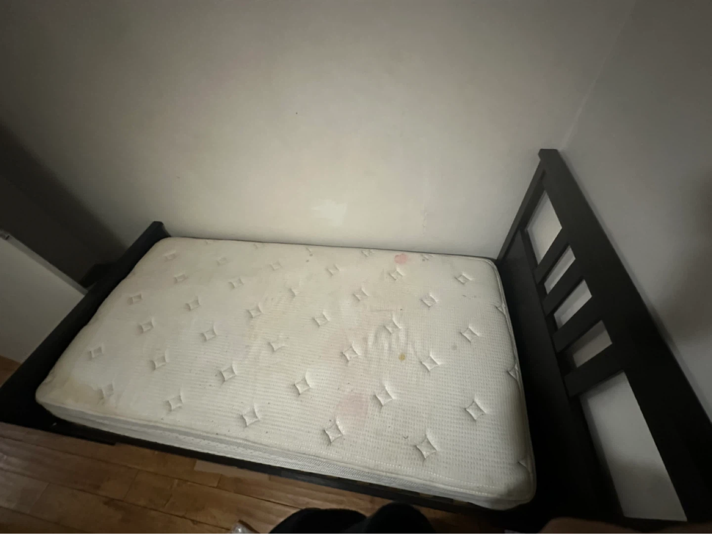 Dark Wood Single Bed Frame with Mattress - photo 3