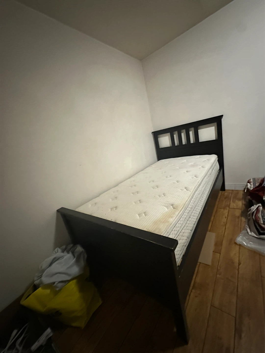 Dark Wood Single Bed Frame with Mattress - photo 2