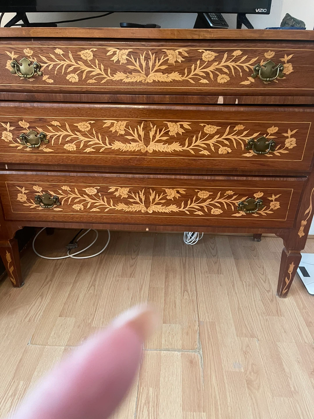 Vintage Inlaid Wood Chest of Drawers - photo 2