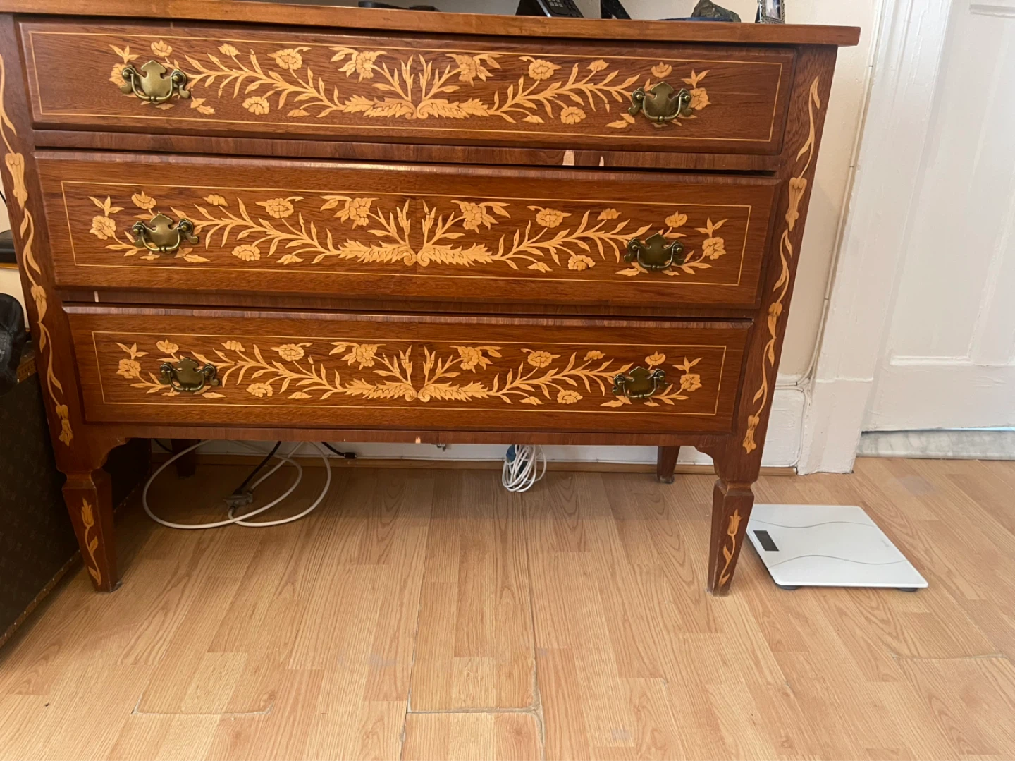 Vintage Inlaid Wood Chest of Drawers