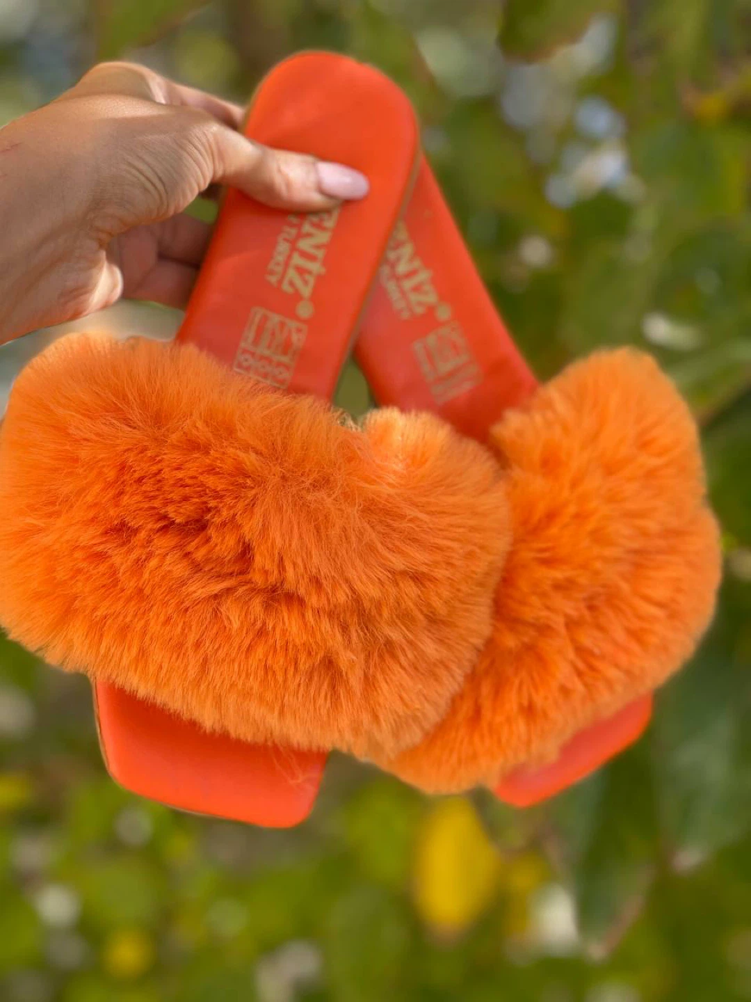 Orange Faux Fur Slides - photo 2