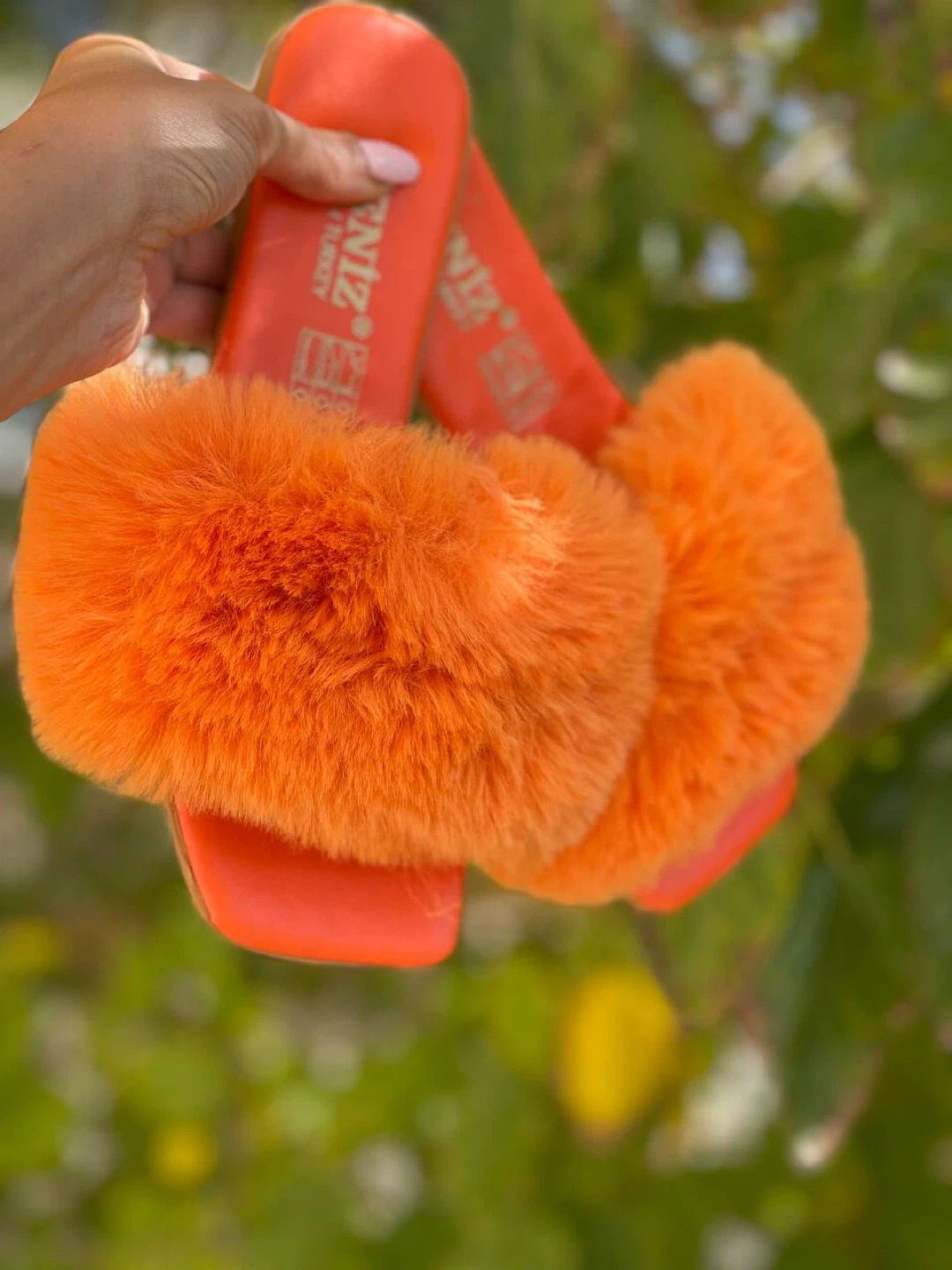 Orange Faux Fur Slides - photo 3