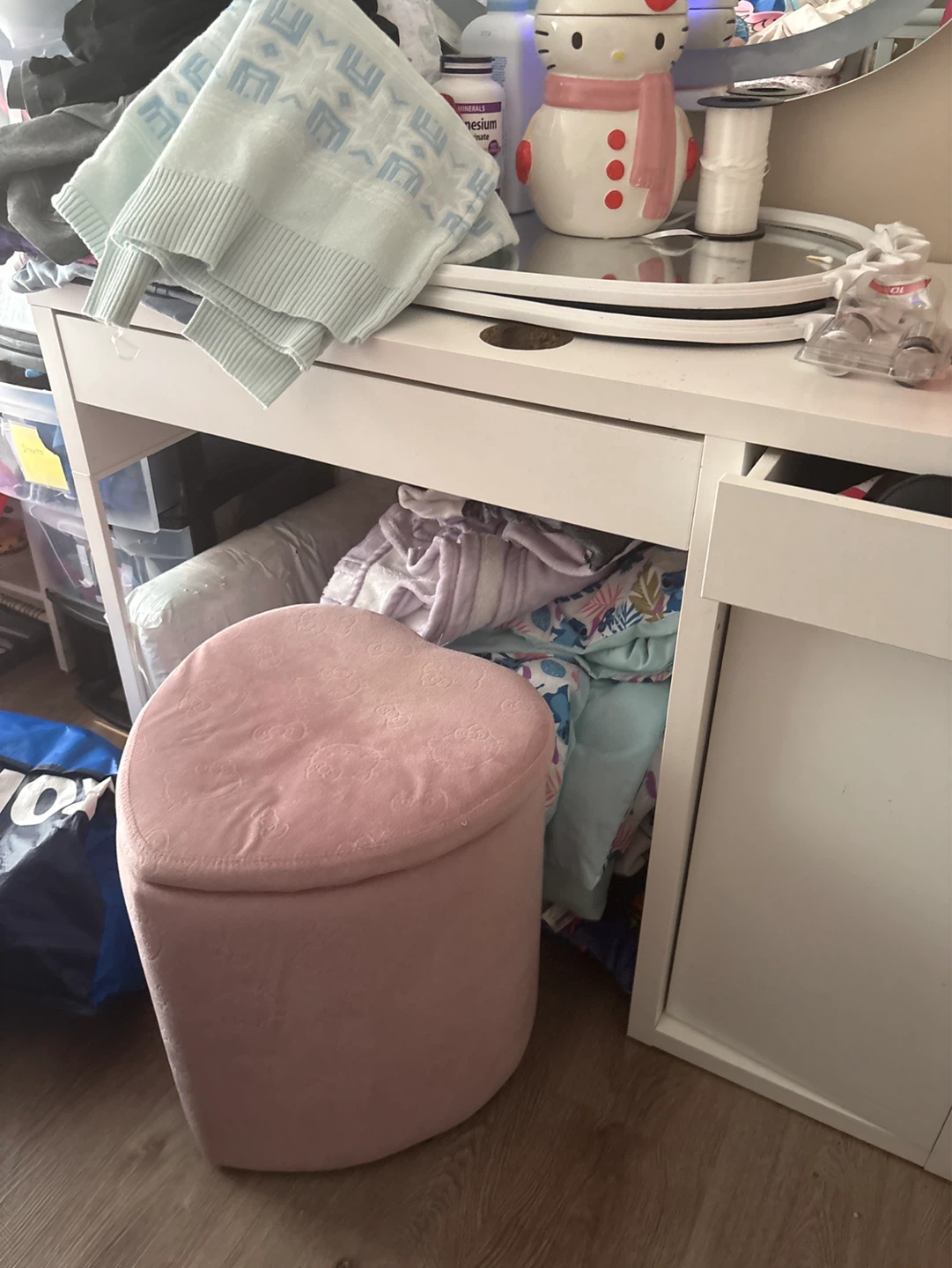Pink Heart Storage Ottoman