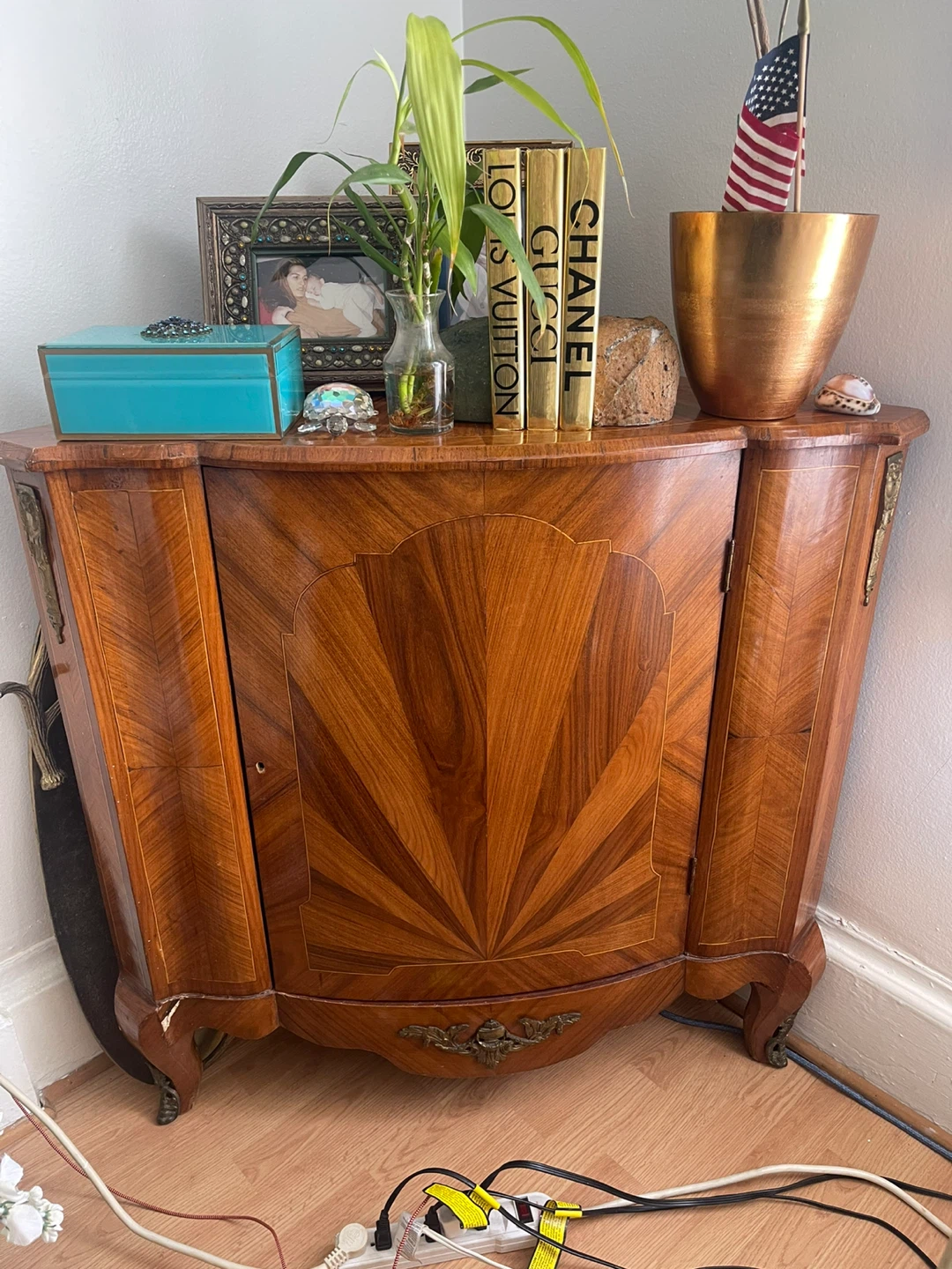 Vintage Wood Corner Cabinet