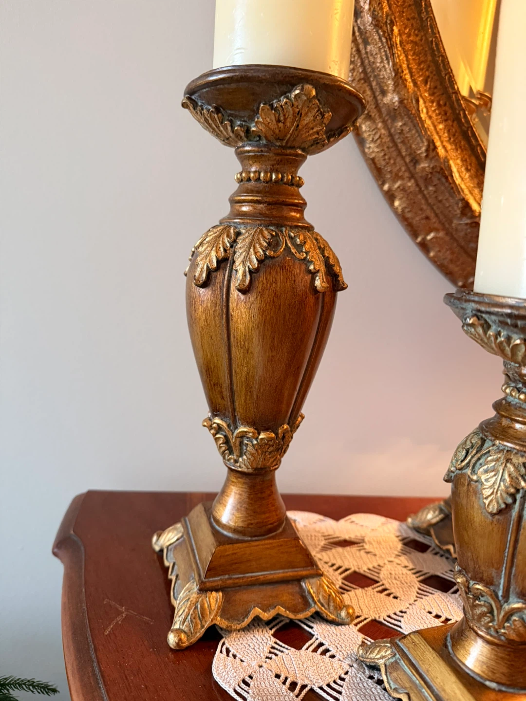 Vintage Ornate Gold tone Metal Candle  Set - photo 4