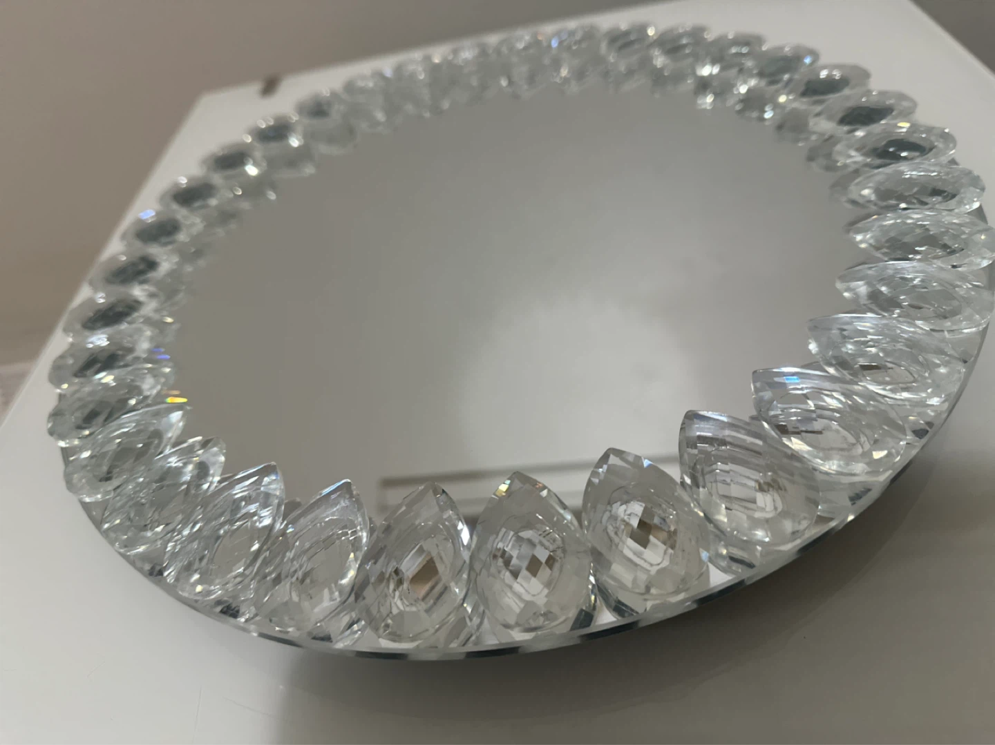 Decorative Crystal Beaded Round Mirror Tray - photo 2