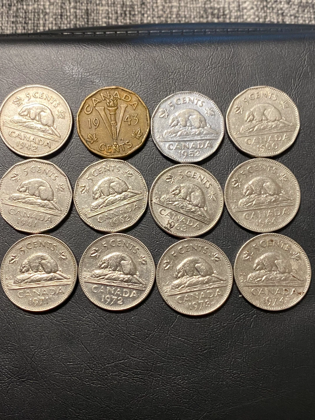 Collection of Canadian Nickels and a 1943 Nickel