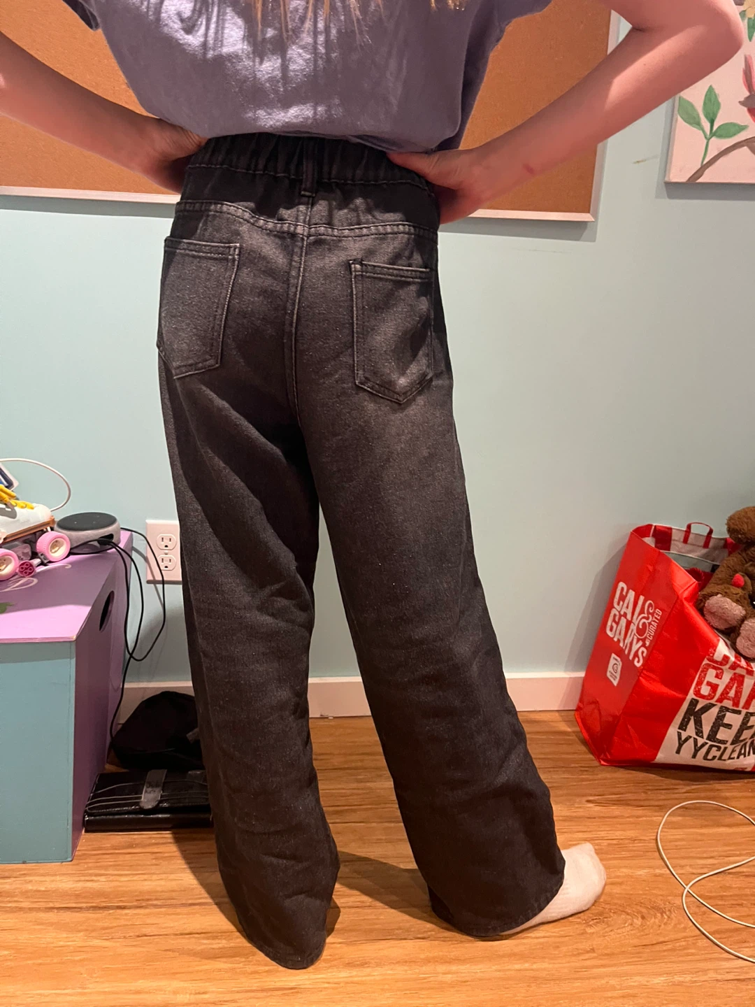 Girl's Black Wide Leg Jeans Size 14Y - photo 4