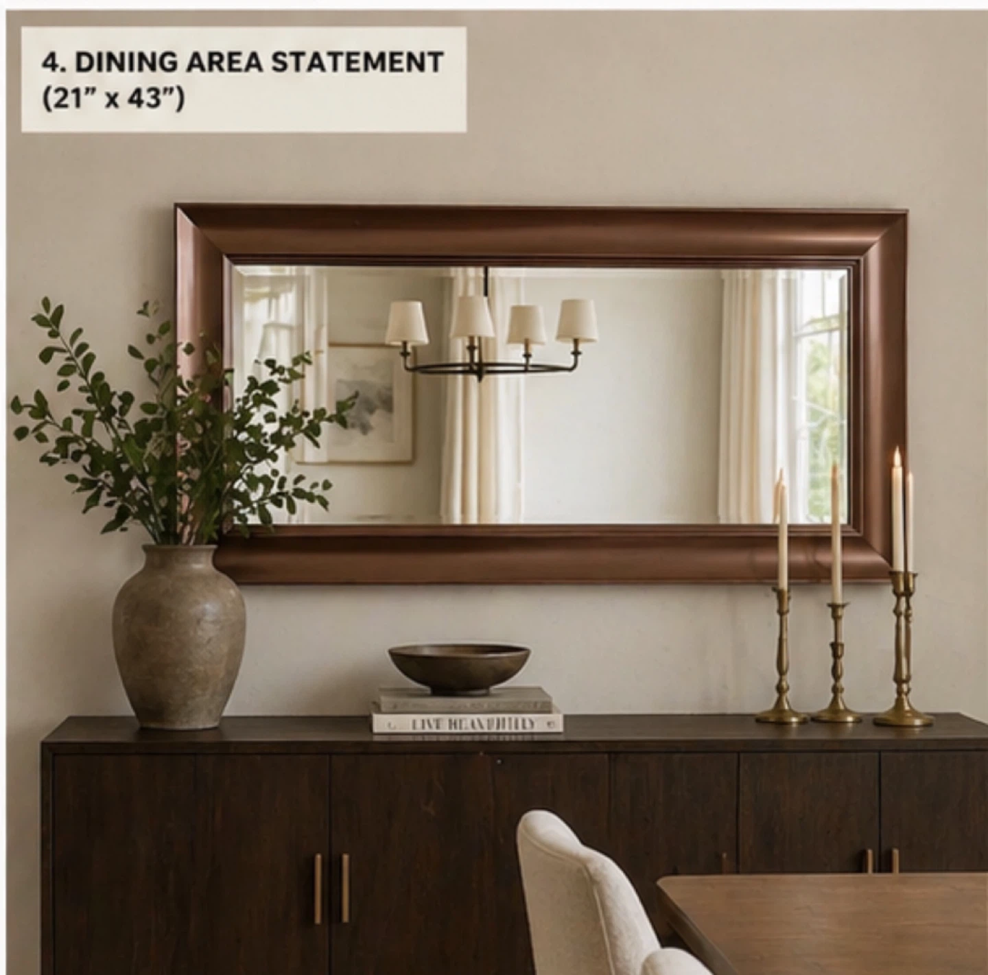 Rectangular Gold Framed Mirror