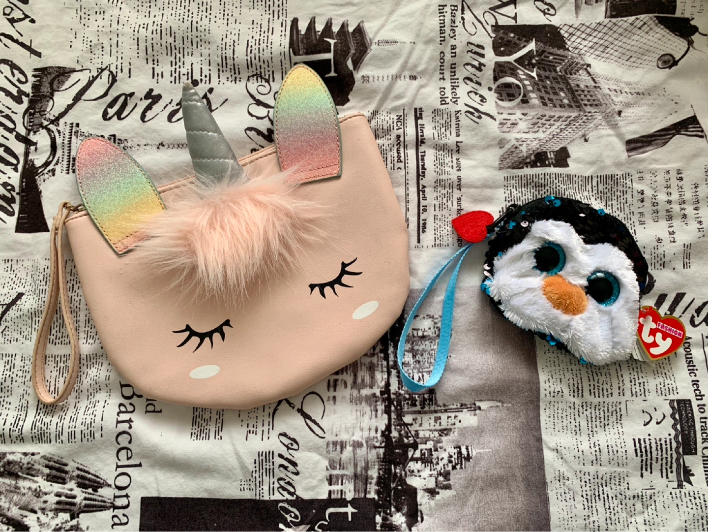 Guess Unicorn Pouch & Beanie Boo Penguin