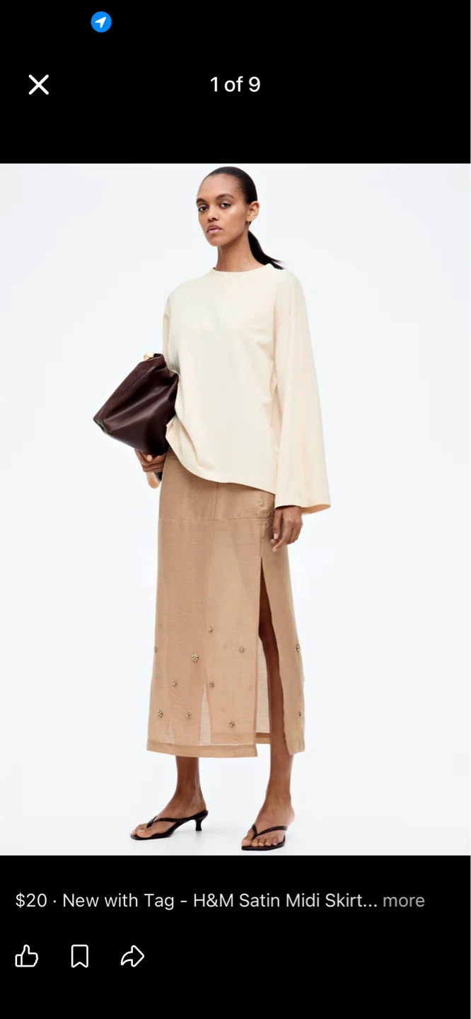 H&M Satin Midi Skirt with Embellishments - photo 3