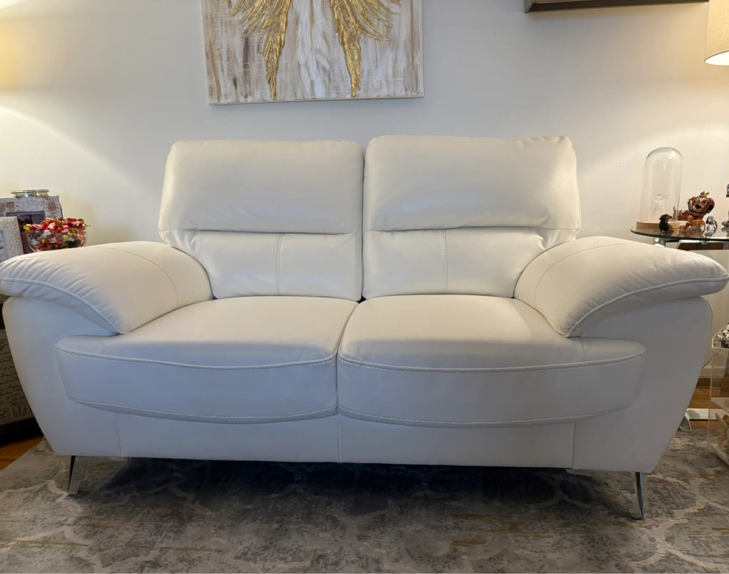 White Leather Loveseat
