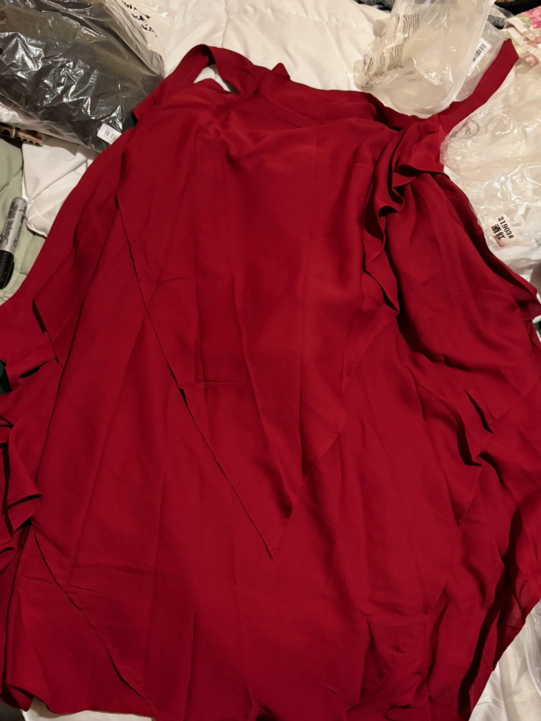 Red Chiffon khimar - photo 3
