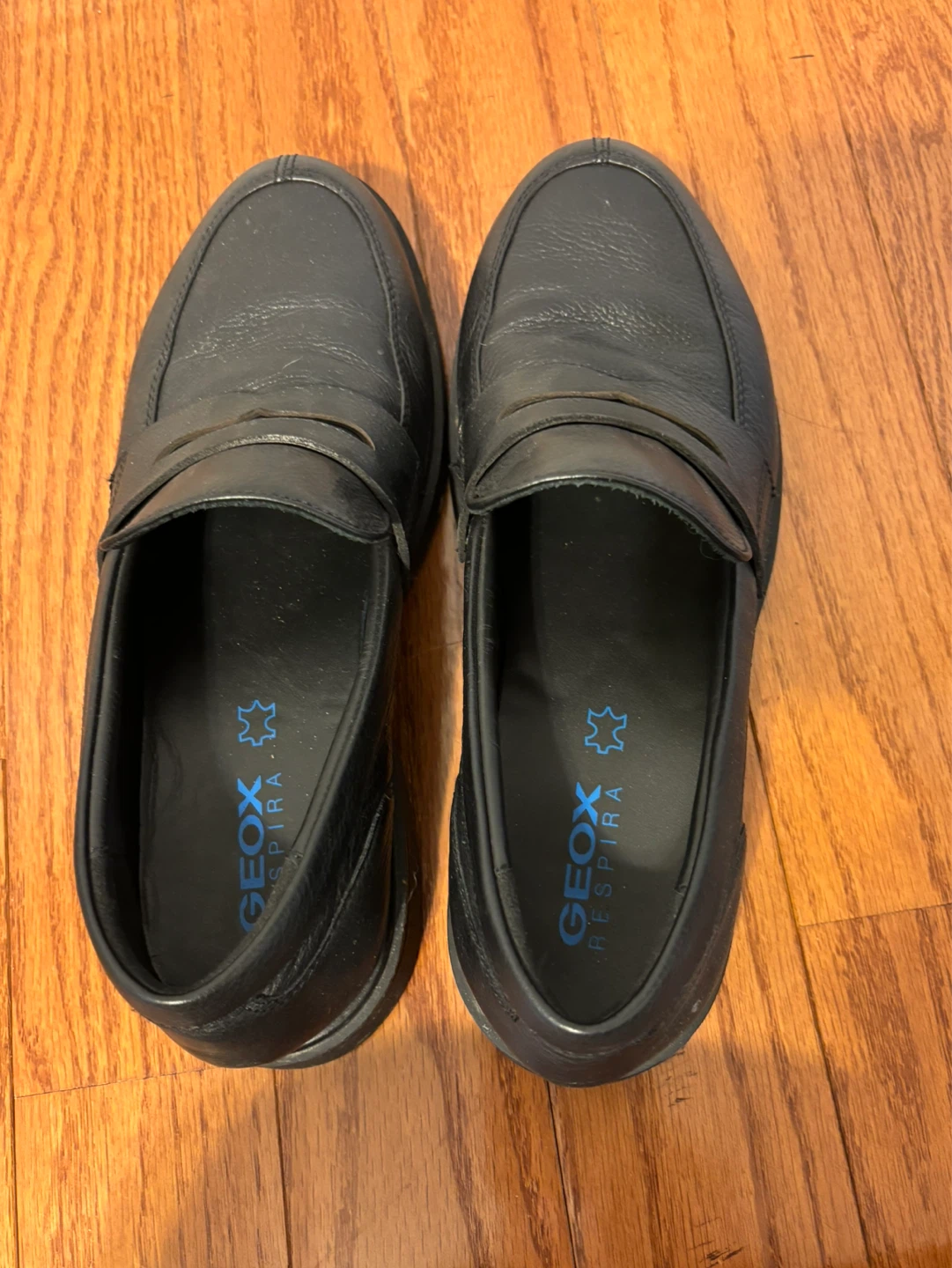 Geox Respira Black Leather Loafer Shoes - Men US Size 9