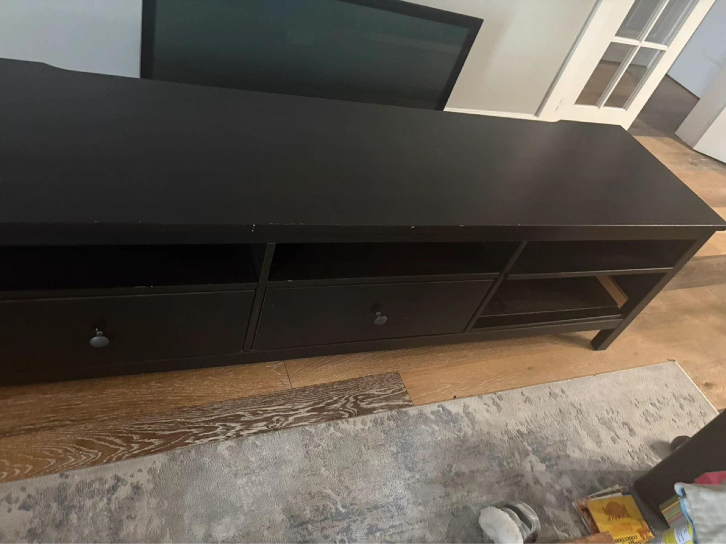 Black Media Console with Drawers and Shelves - photo 2