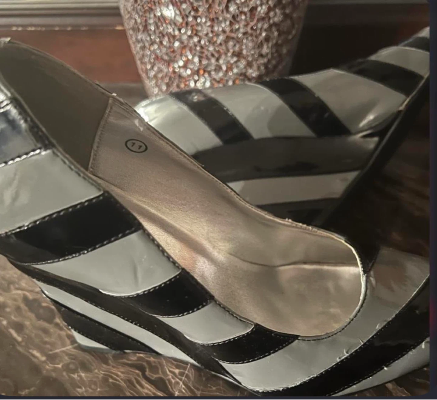 DANGEROUS Women's Striped Wedge Heels - Size 11 - photo 2