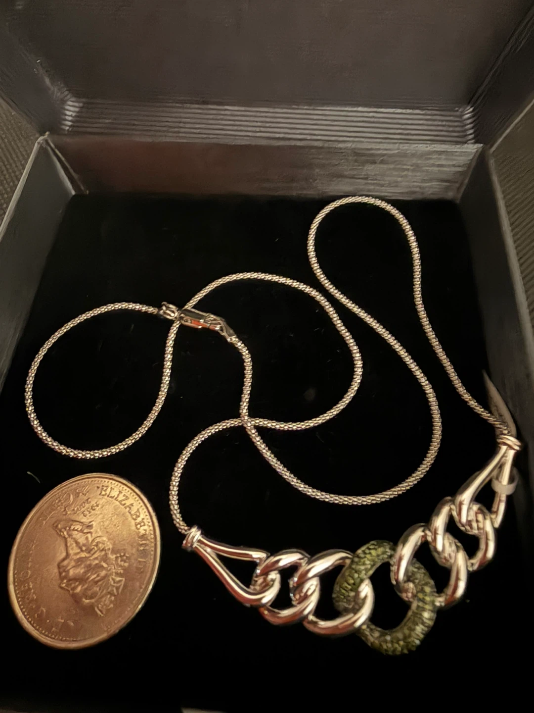 Sterling silver 925 Chain Necklace link with diamonds - photo 3