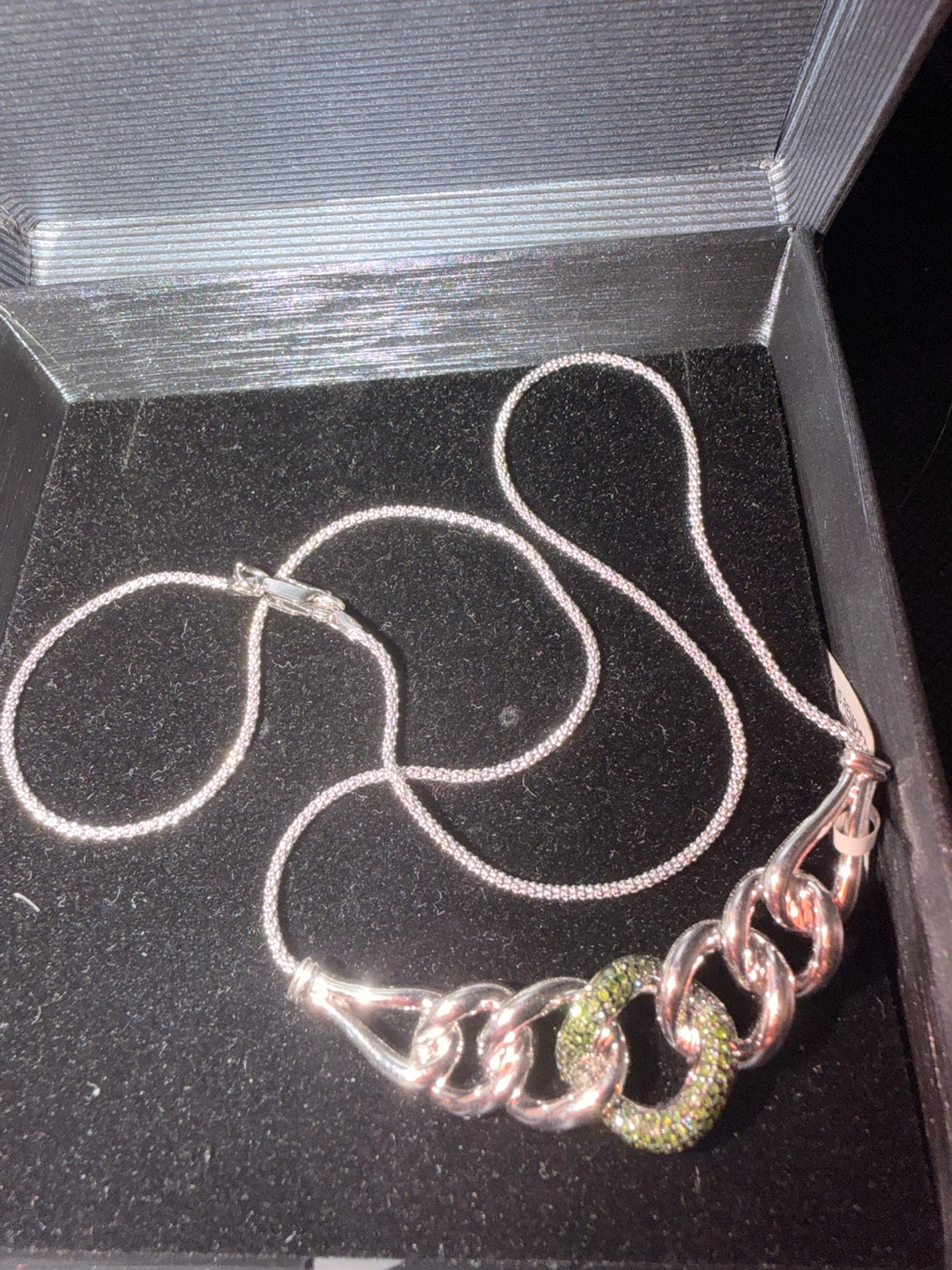 Sterling silver 925 Chain Necklace link with diamonds - photo 2