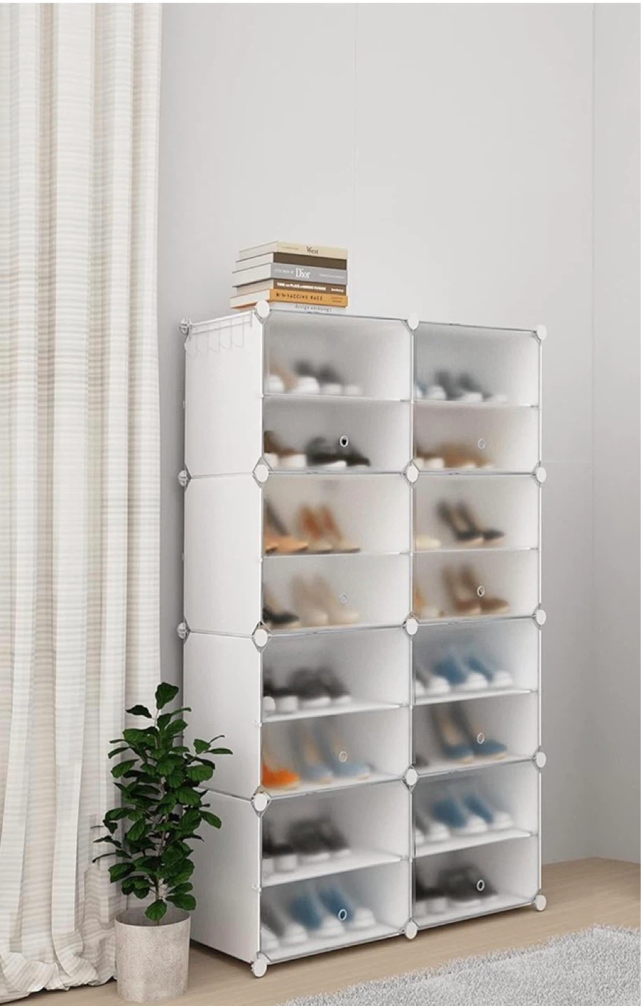 Shoe Rack 32 Pair Shoe Storage Cabinet with Door