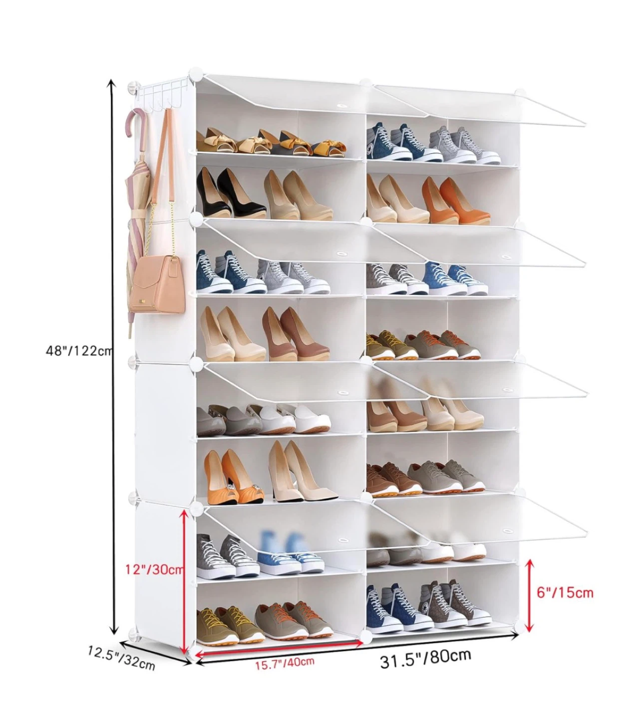 Shoe Rack 32 Pair Shoe Storage Cabinet with Door - photo 2