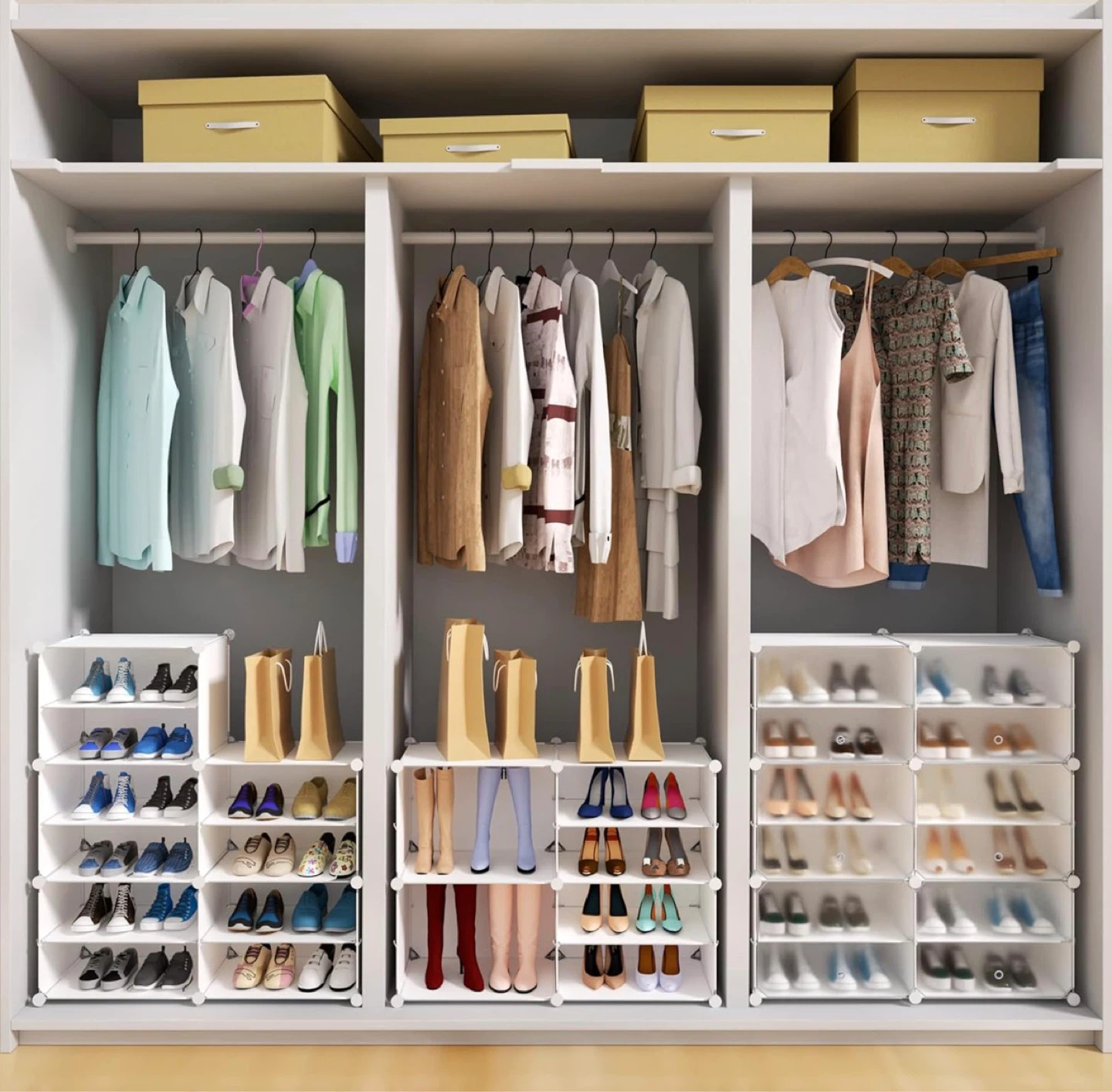 Shoe Rack 32 Pair Shoe Storage Cabinet with Door - photo 3