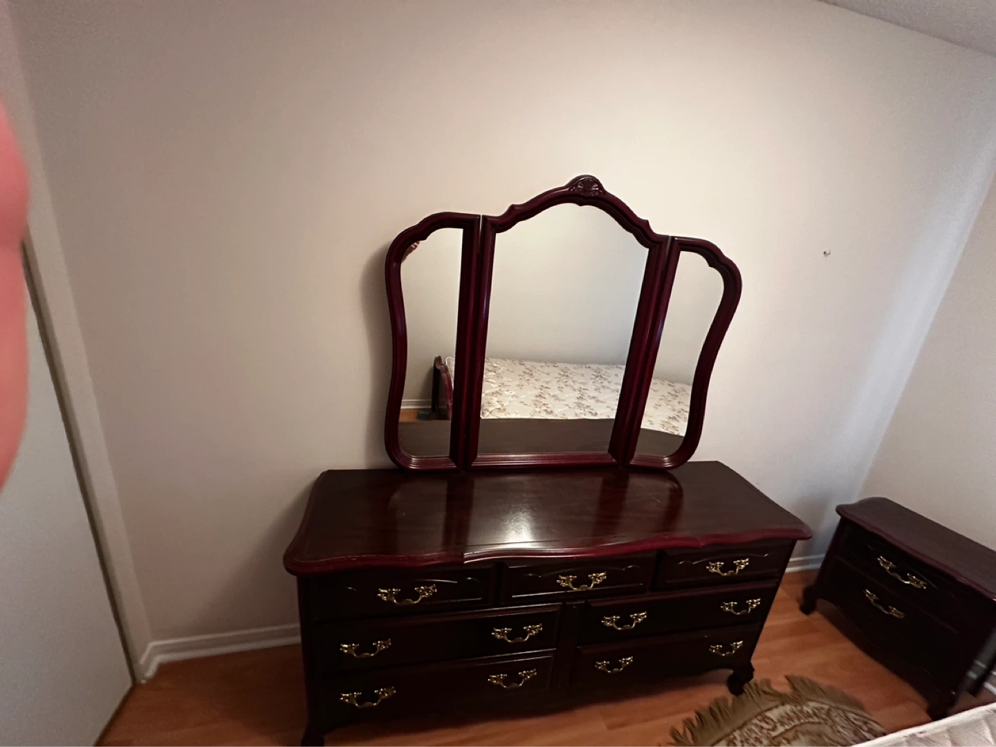 Solid Wood Dresser with Tri-Fold Mirror