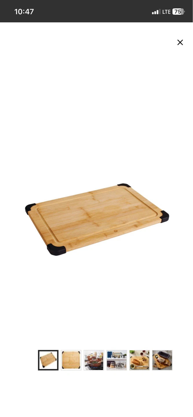 Bamboo Cutting Board with Black Corner Grips