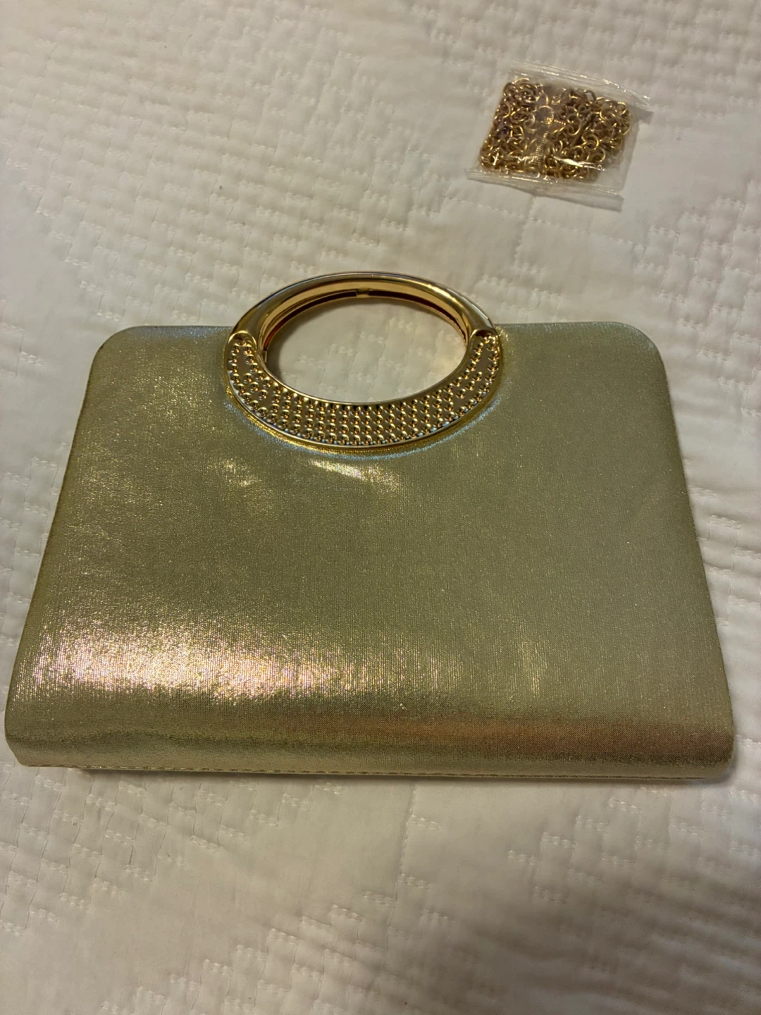 Gold Glitter Clutch Evening Handbag with Chain - photo 2
