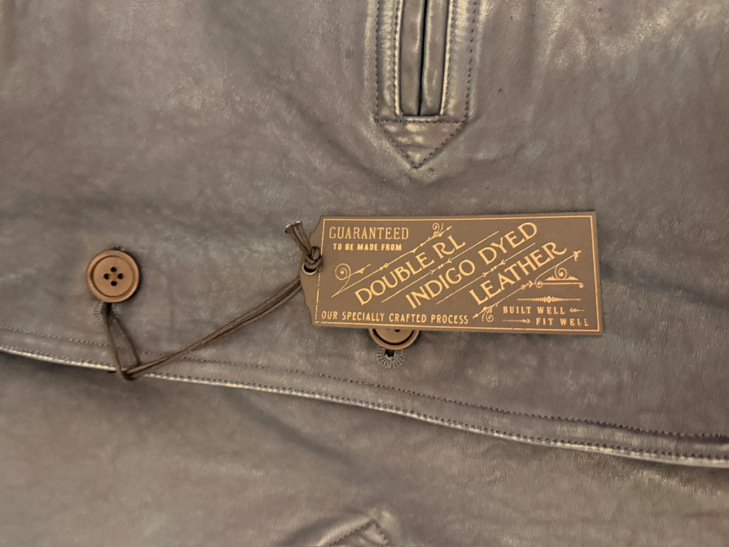 Dead stock RRL Indigo-Dyed Blue Leather Car Coat (Size M) - photo 4