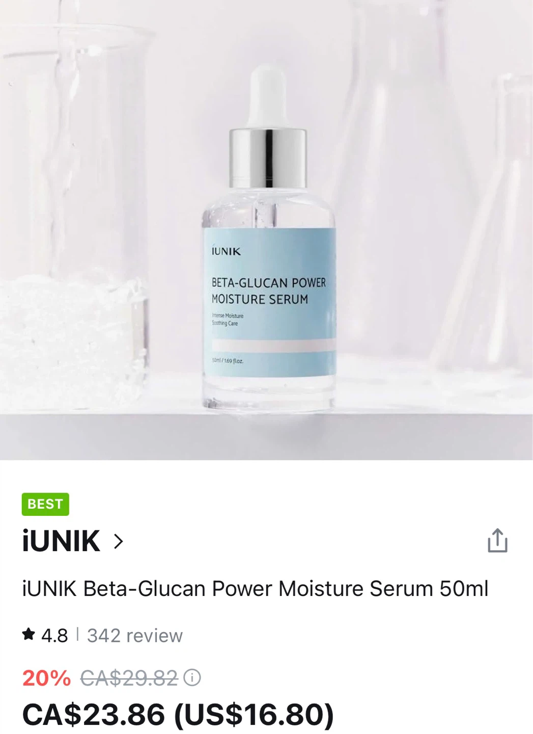 iUNIK Beta-Glucan Power Moisture Serum 50ml