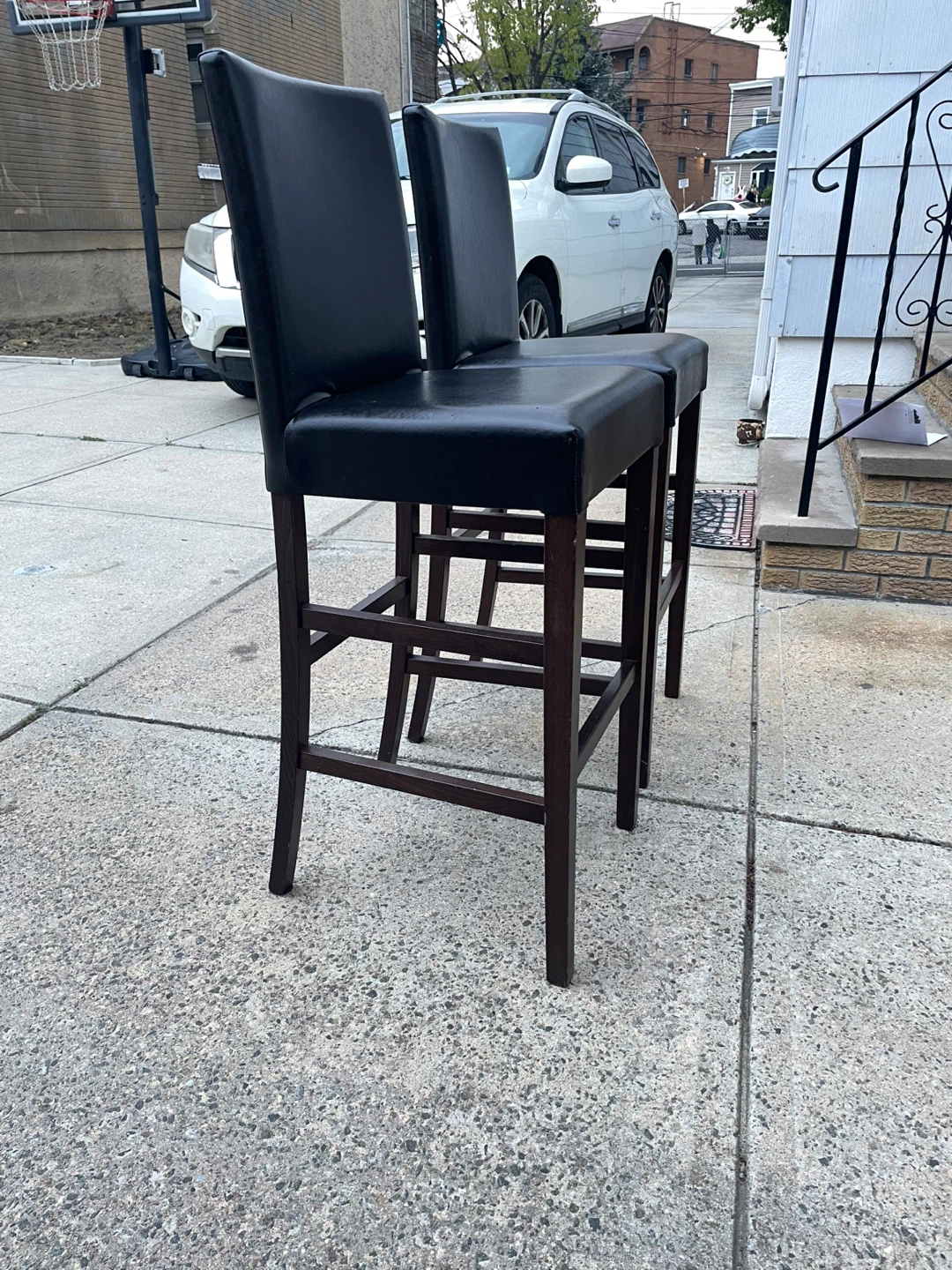 Set of 2 Black Faux Leather Bar Stools - photo 2