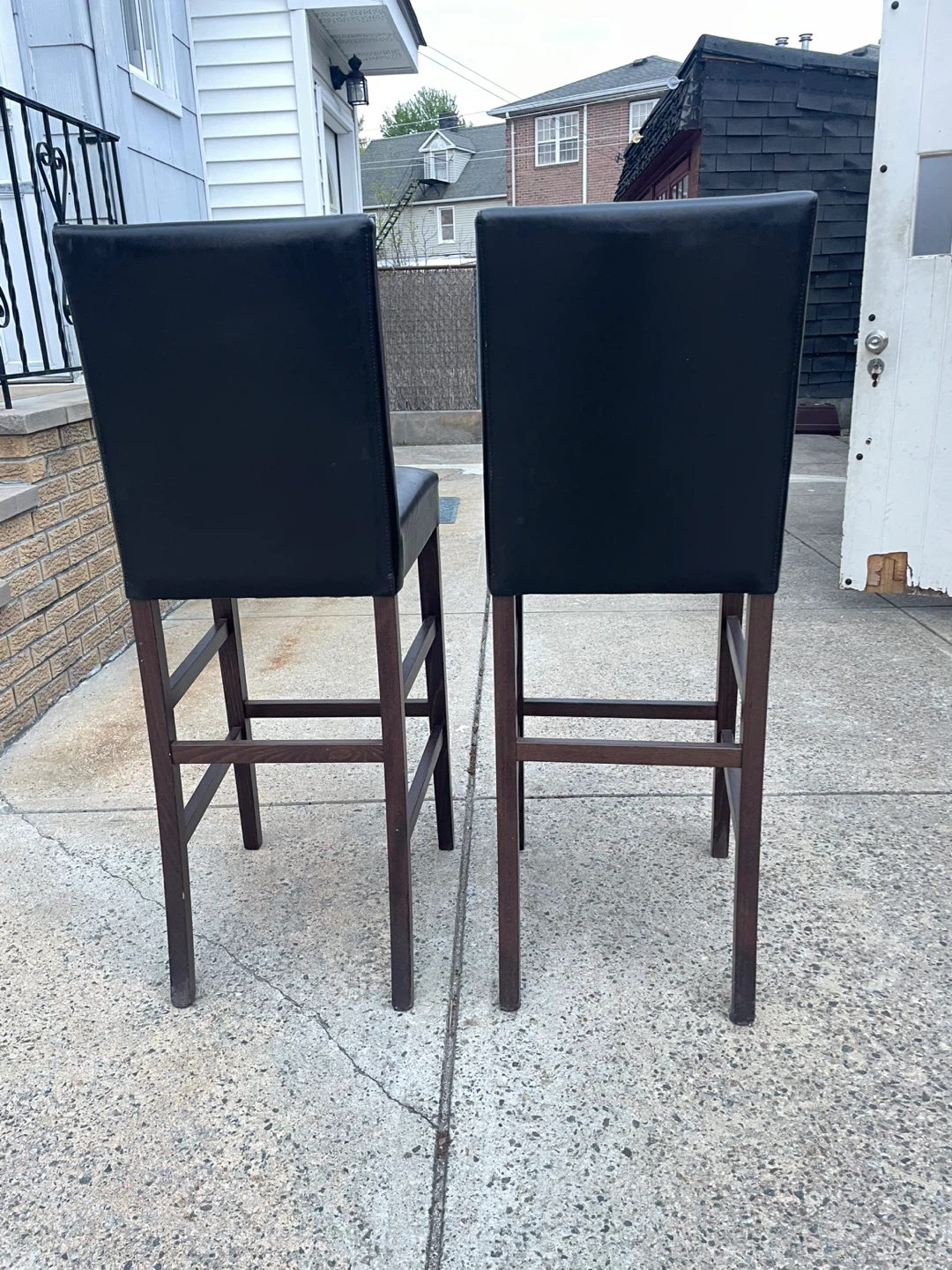 Set of 2 Black Faux Leather Bar Stools - photo 3