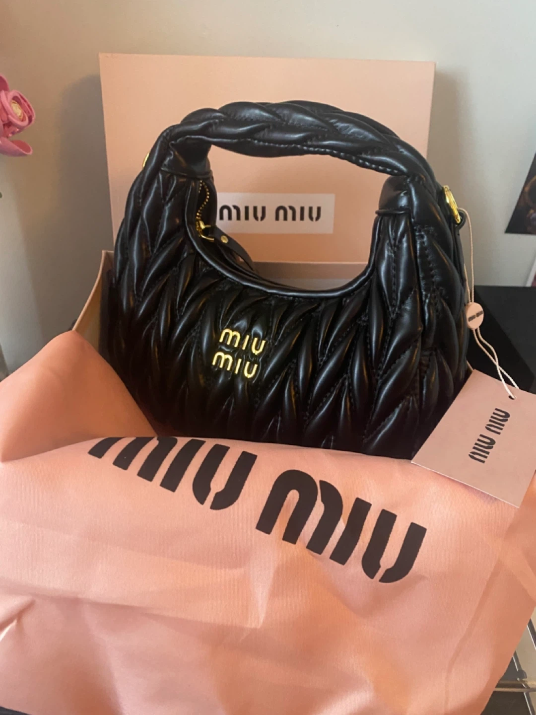 Black Quilted Leather Hobo Bag