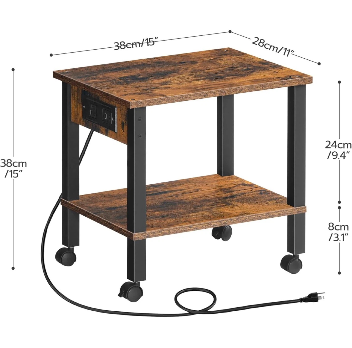 2-Tier Under the desk Printer Stand with Charging Station - photo 4