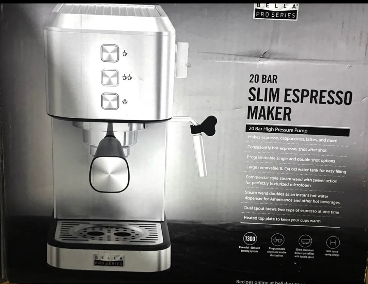 Bella Pro Series 20 Bar Slim Espresso Maker