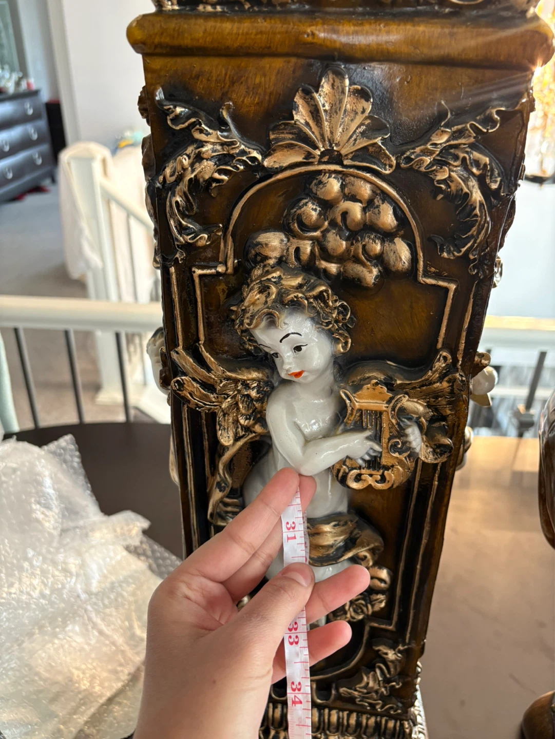 Vintage Cherub Harp Decorative Vase