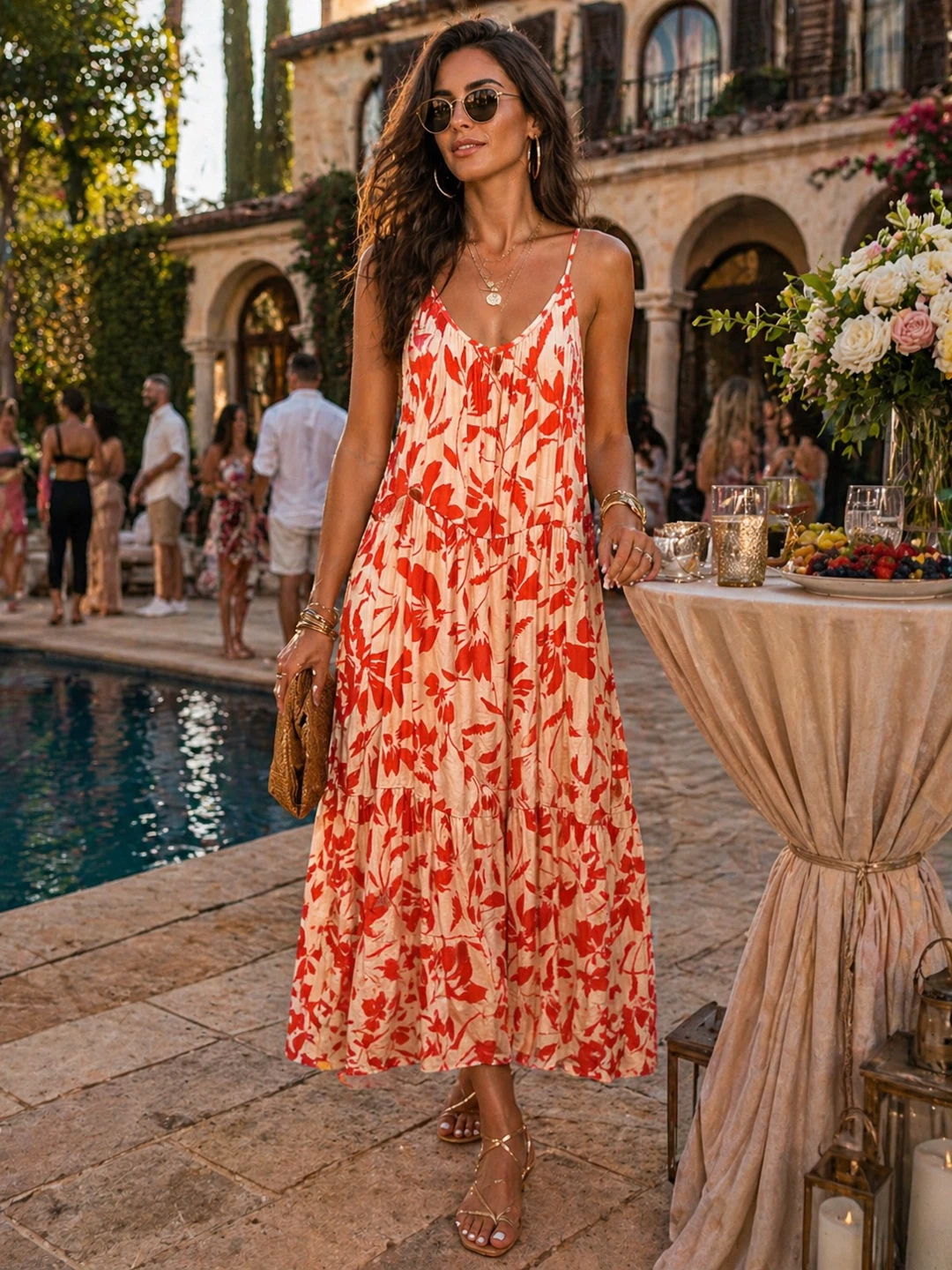 Loft Floral Print Maxi Dress - Size L