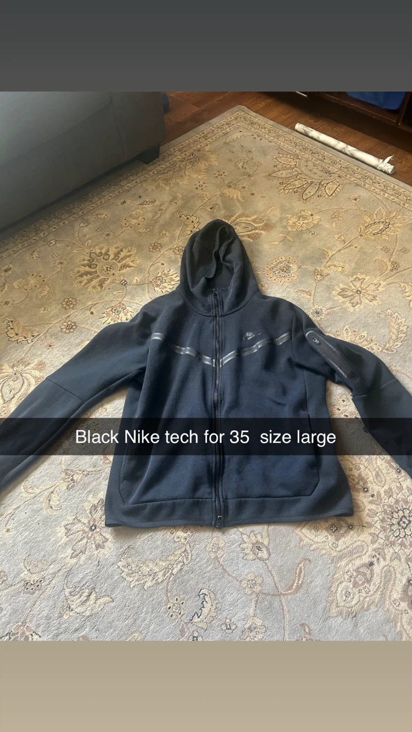 Nike Tech Fleece Full Zip Hoodie - Black, Size Large - photo 2