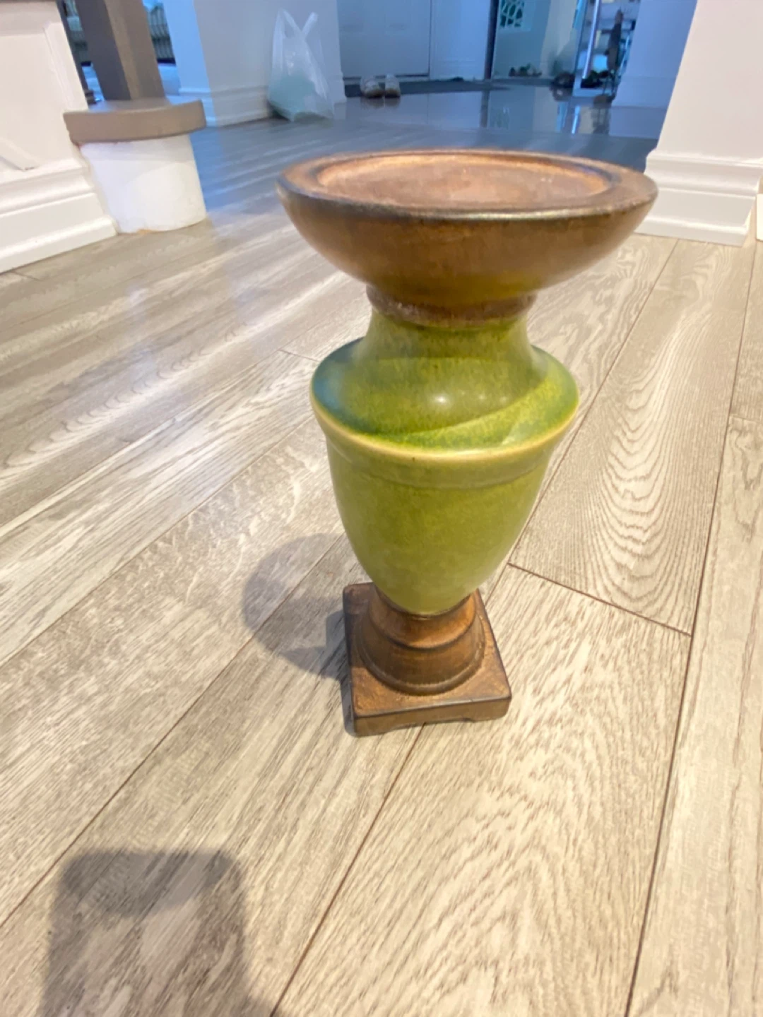 Green Ceramic Pedestal Candle Holder